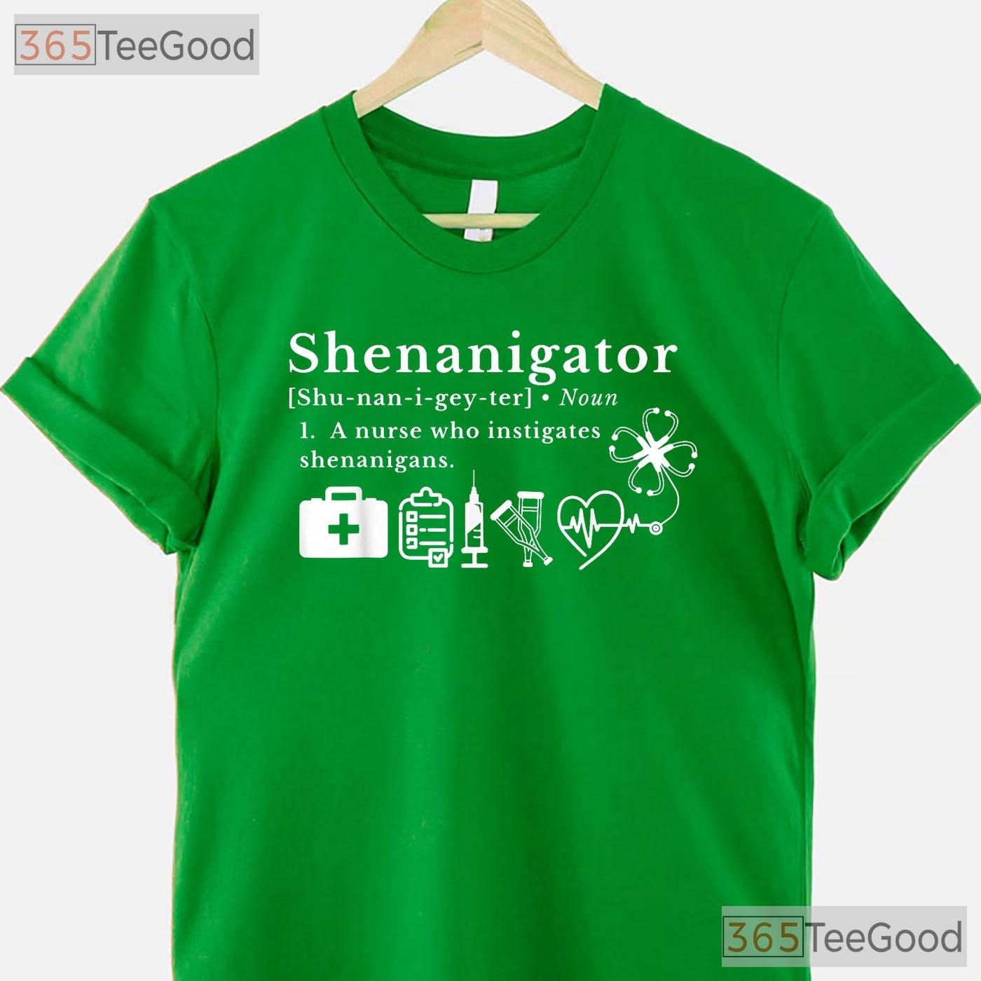 Shenanigator Definition RN Nurse St Patricks Day T-Shirt Nursing Crew Tee