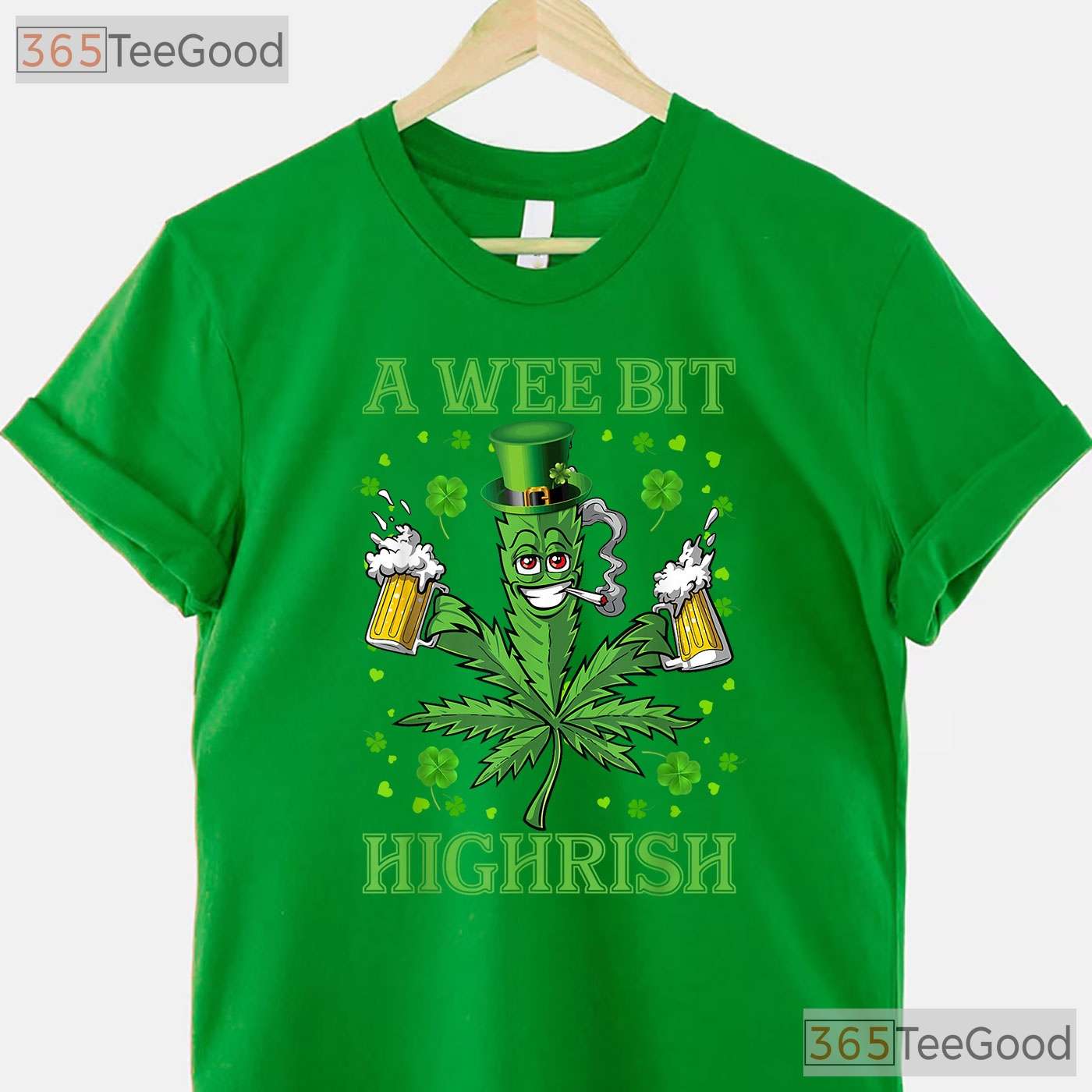 A Wee Bit Highrish Funny Marijuana St Patricks Day T-Shirt Weed 420 Gift