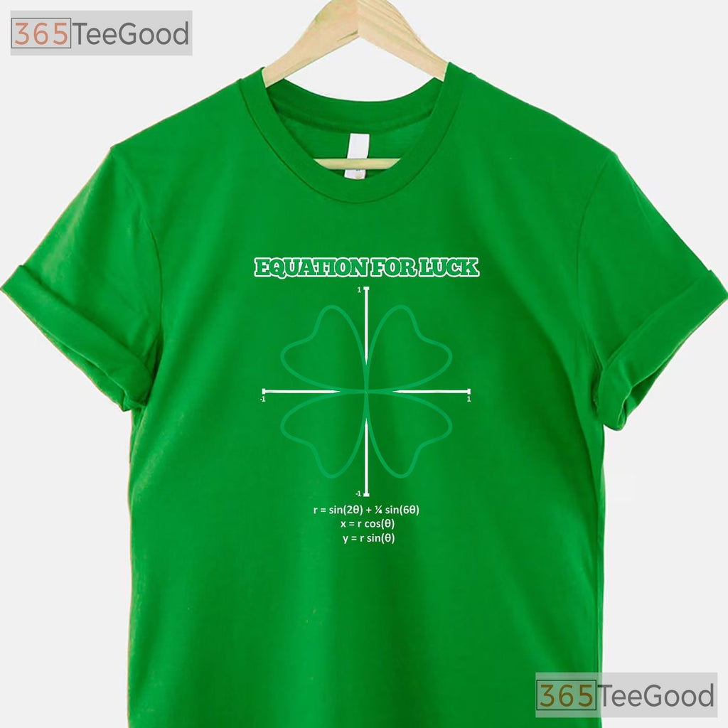 Equation For Luck St Patricks Day T-Shirt Math Teacher Clover Funny Gift