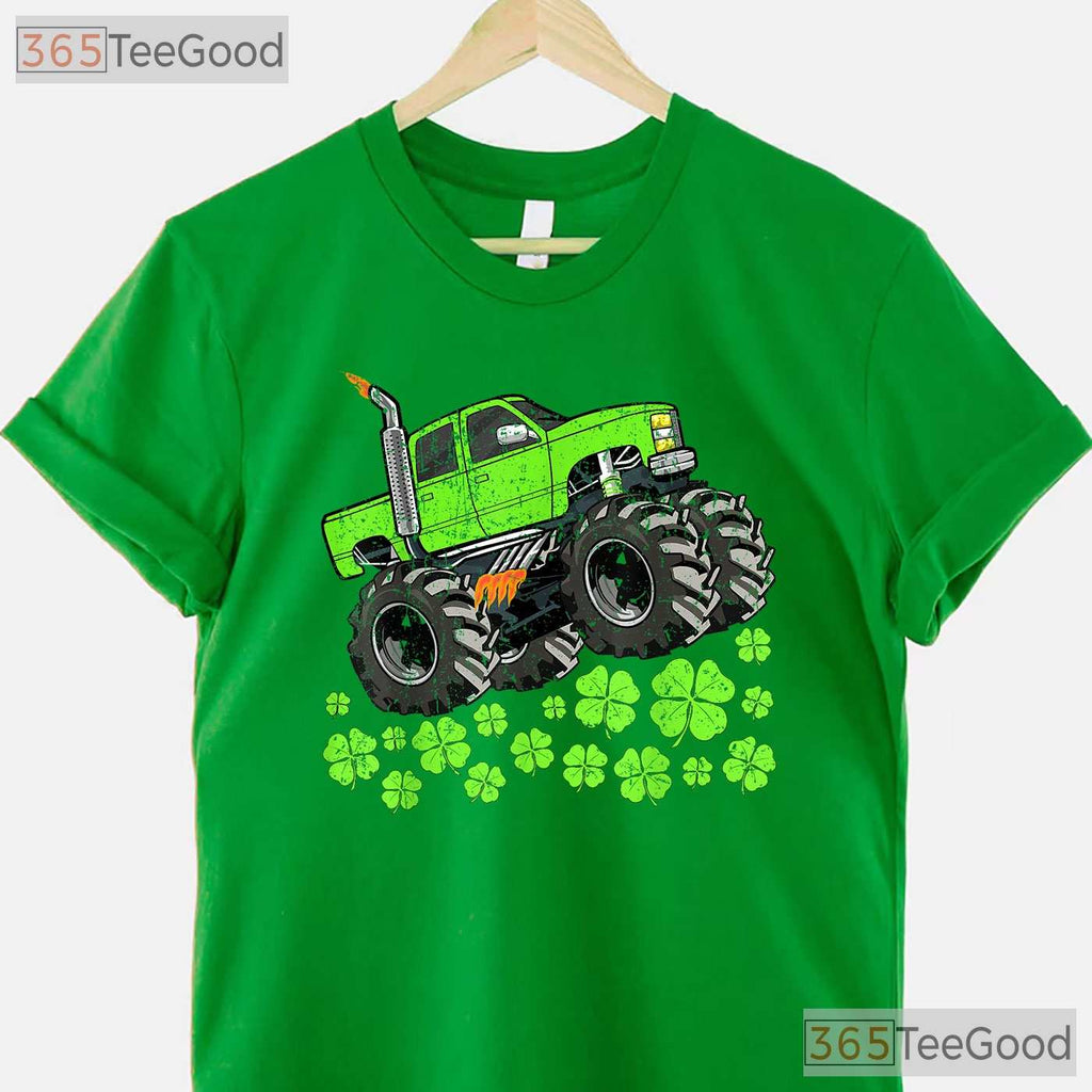 Toddler Monster Truck St Patricks Day T-Shirt Lucky Crusher Boys Kids Gift