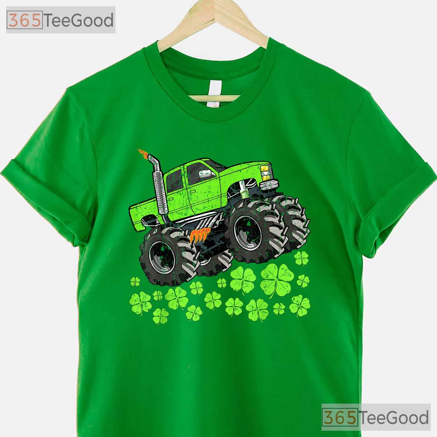 Toddler Monster Truck St Patricks Day T-Shirt Lucky Crusher Boys Kids Gift