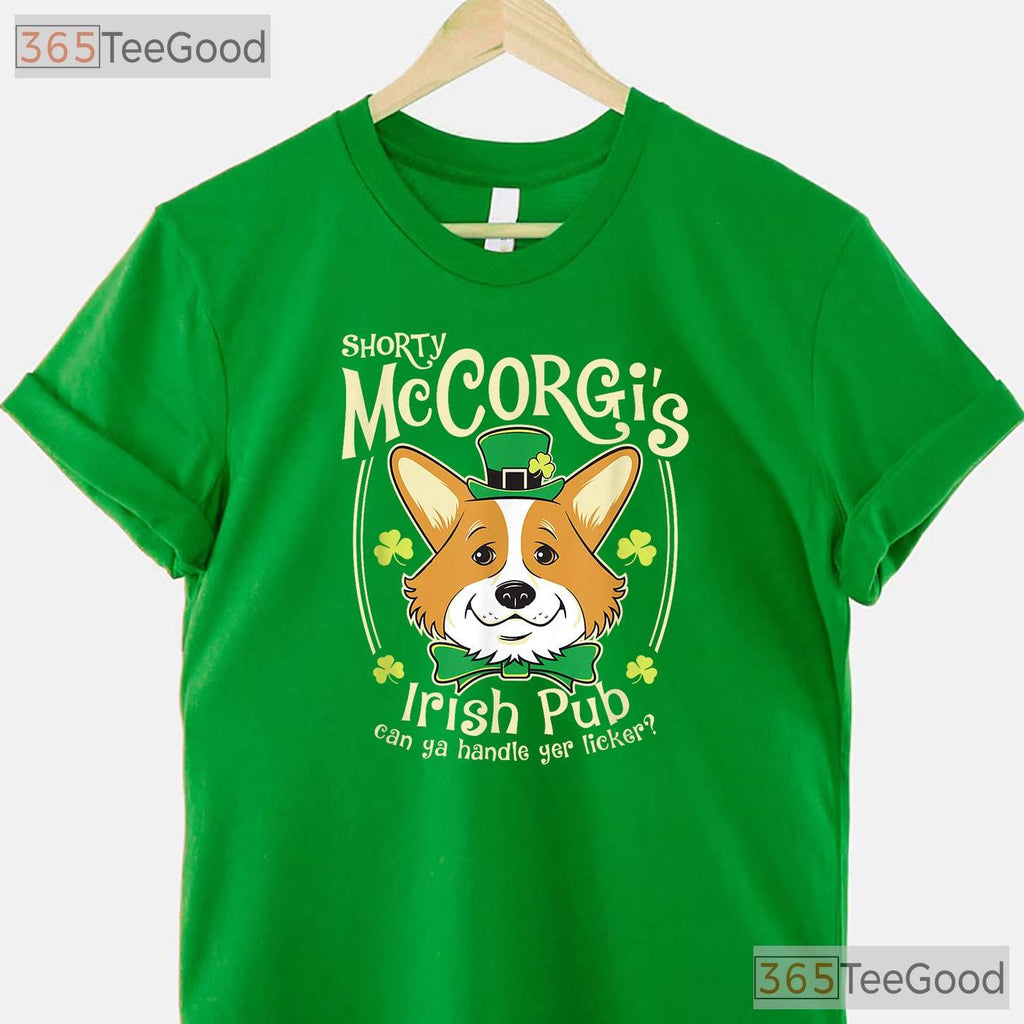 Shorty McCorgi Corgi St Patricks Day T-Shirt Funny Dog Lover Irish Pub Tee
