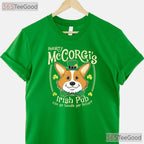 Shorty McCorgi Corgi St Patricks Day T-Shirt Funny Dog Lover Irish Pub Tee
