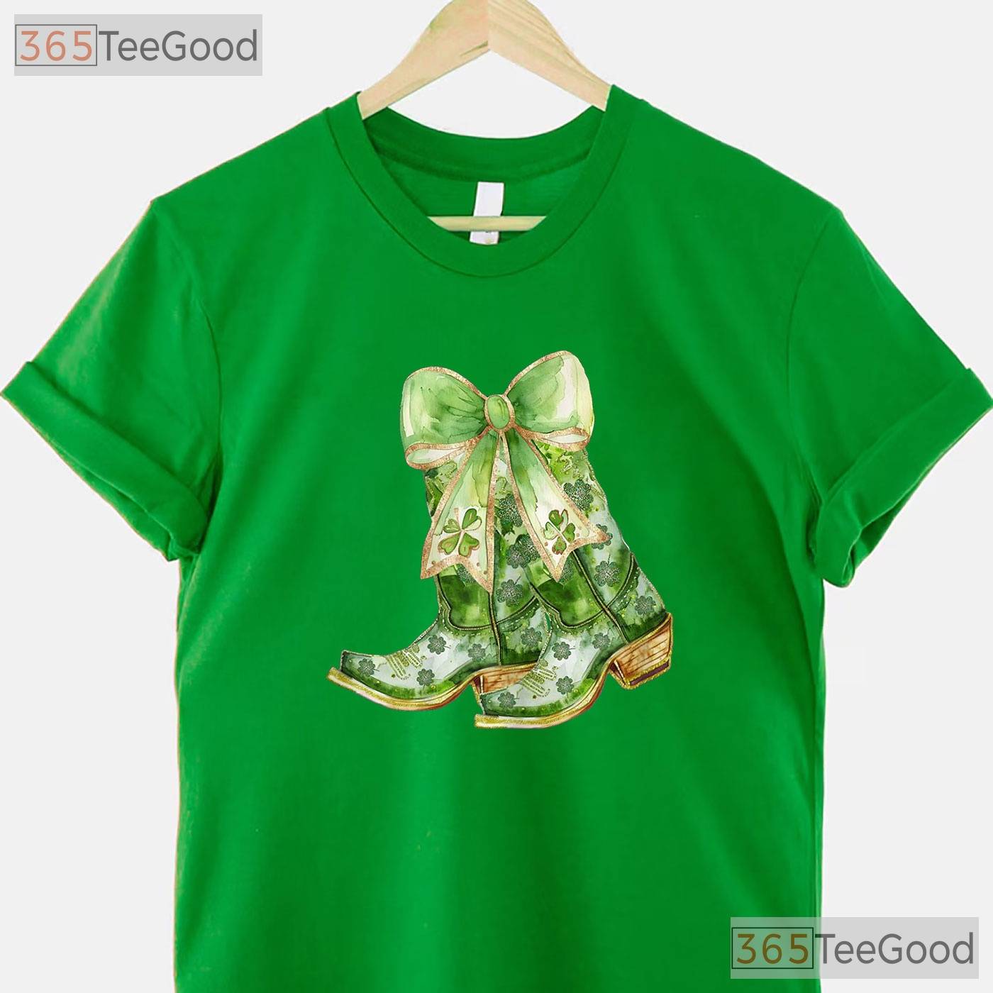 Coastal Cowgirl Boots St Patricks Day T-Shirt Western Pink Bow Aesthetic Tee