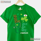 Love Stethoscope Shamrock Nurse Life St Patricks Day T-Shirt RN Medical Tee