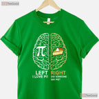 Funny Pi Day Left Vs Right Brain Pie Shirt Math Geek Logic Art Gift Tee