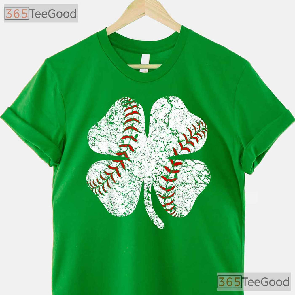 Baseball Shamrock St Patricks Day T-Shirt Sports Mom Dad Coach Player Tee