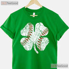 Baseball Shamrock St Patricks Day T-Shirt Sports Mom Dad Coach Player Tee