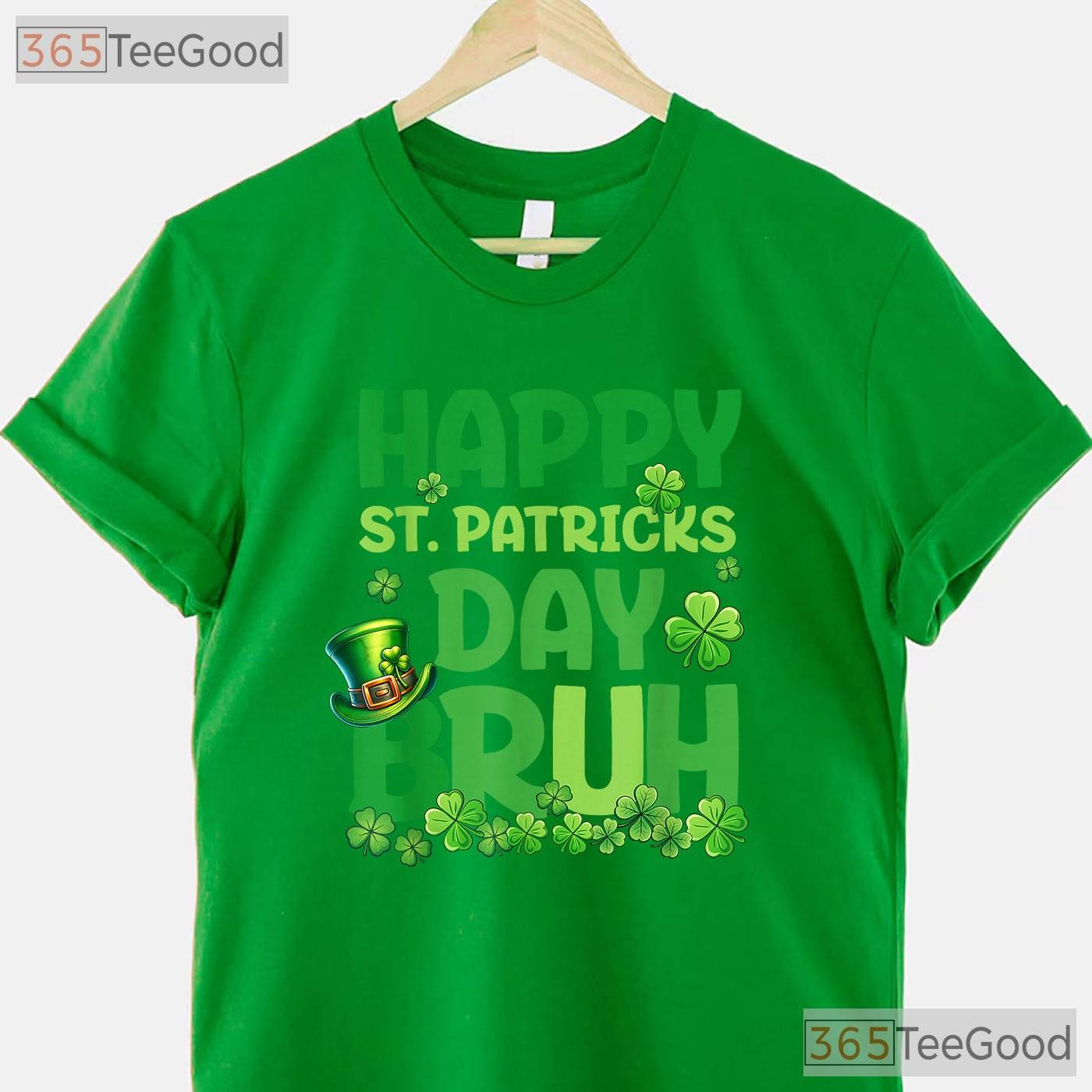 Bruh St Patricks Day T-Shirt Funny Teens Boys Kids Green Shamrock Meme Tee