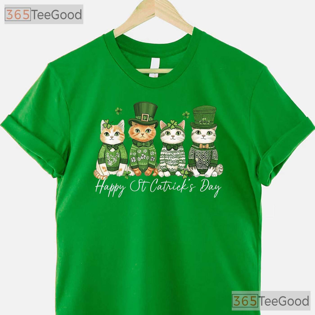 Happy St Catricks Day T-Shirt Funny Cat Lover Kitten St Patricks Day Tee