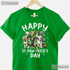 Happy St Patricks Day Dog Puppy Lover T-Shirt Cute Kids Boys Girls Pet Tee