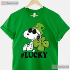 Peanuts Snoopy Lucky Clover St Patricks Day T-Shirt Woodstock Irish Tee