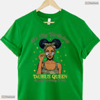 Camo Black Woman Afro Taurus Queen T-Shirt- Unique May Birthday Shirt Gift Idea