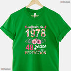 Floral Made In 1978 48th Birthday Women T-Shirt- Unique May Birthday Shirt Gift