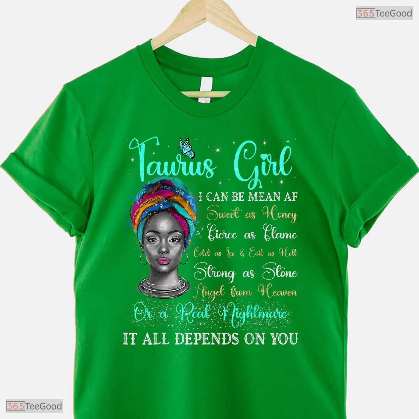 Fierce Black Queen Afro Woman Taurus Girl Zodiac May Birthday T-Shirt For Her