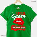 Fierce Queen Born In April Birthday T-Shirt Funny Biting Lips Graphic For Her