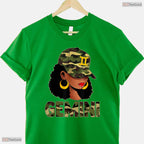 Black Gemini Queen Camouflage Zodiac Sign Born In May Birthday T-Shirt Gift