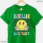 Checkered Bruh We Out Summer Break T-Shirt- Adult May Birthday Shirt Gift