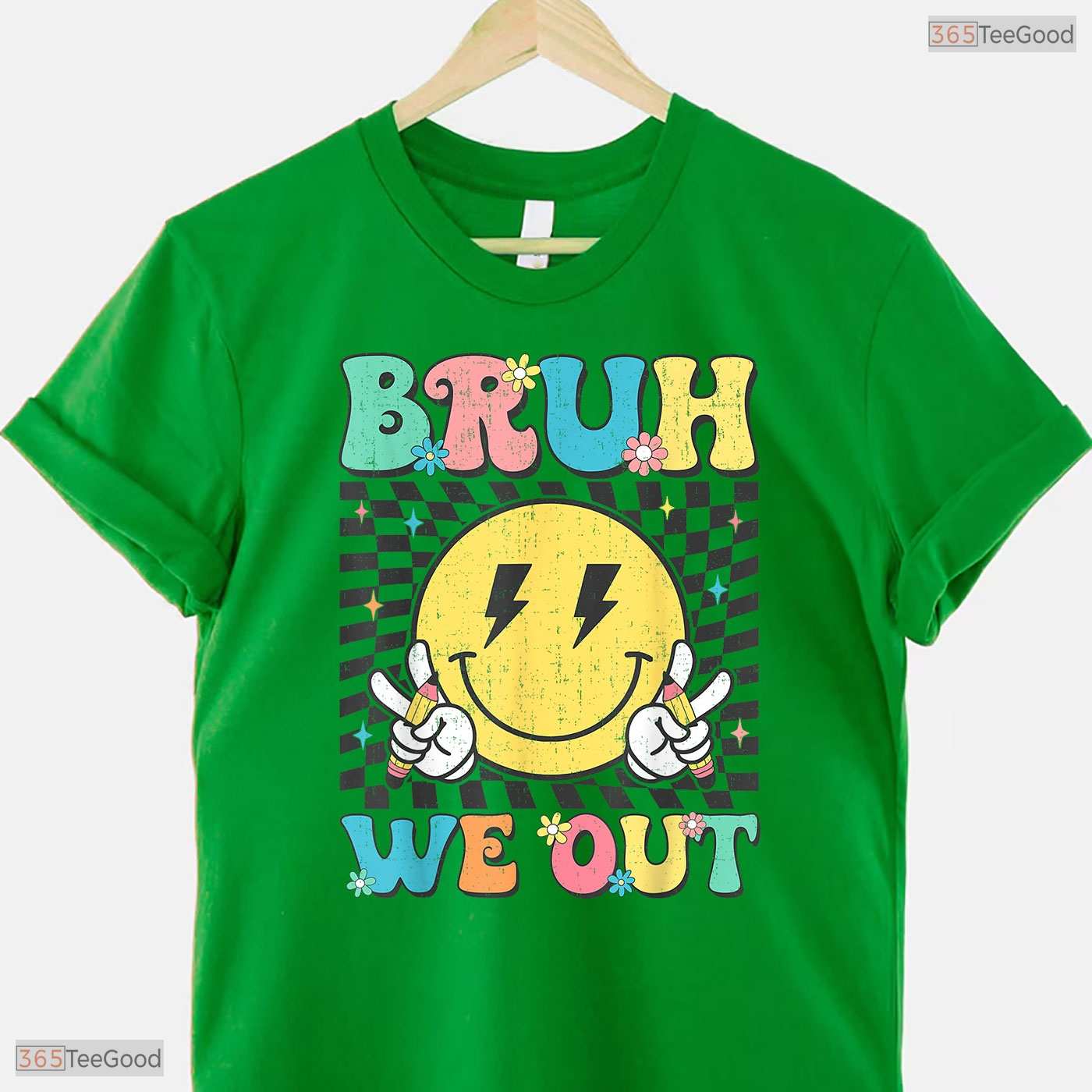 Checkered Bruh We Out Summer Break T-Shirt- Adult May Birthday Shirt Gift