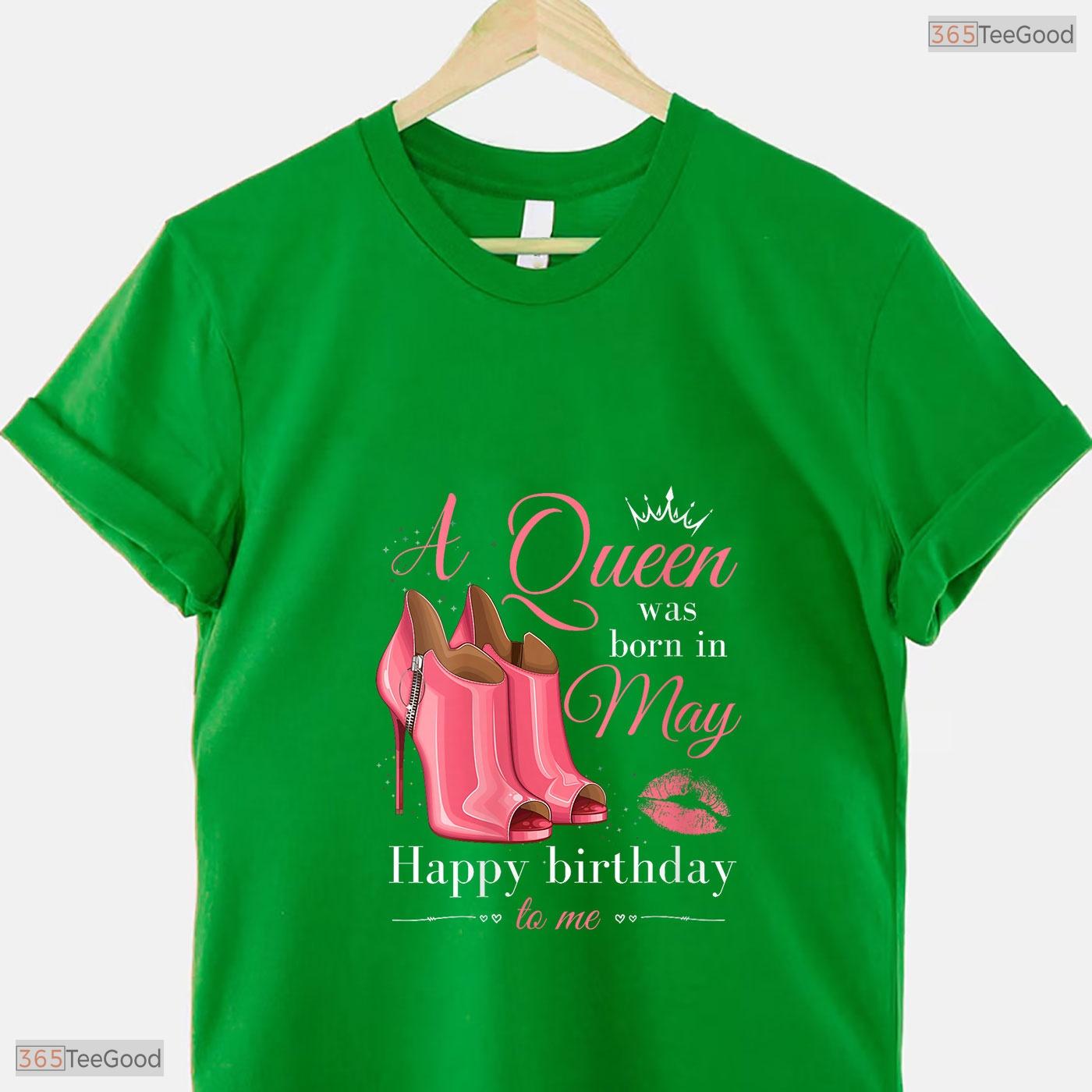 V-Neck A Queen Was Born In May T-Shirt- Unique May Birthday Apparel For Her