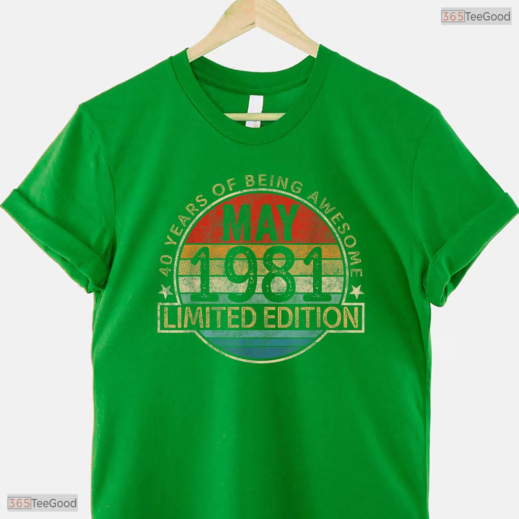 Vintage May 1981 Limited Edition T-Shirt- Awesome 45th May Birthday Shirt
