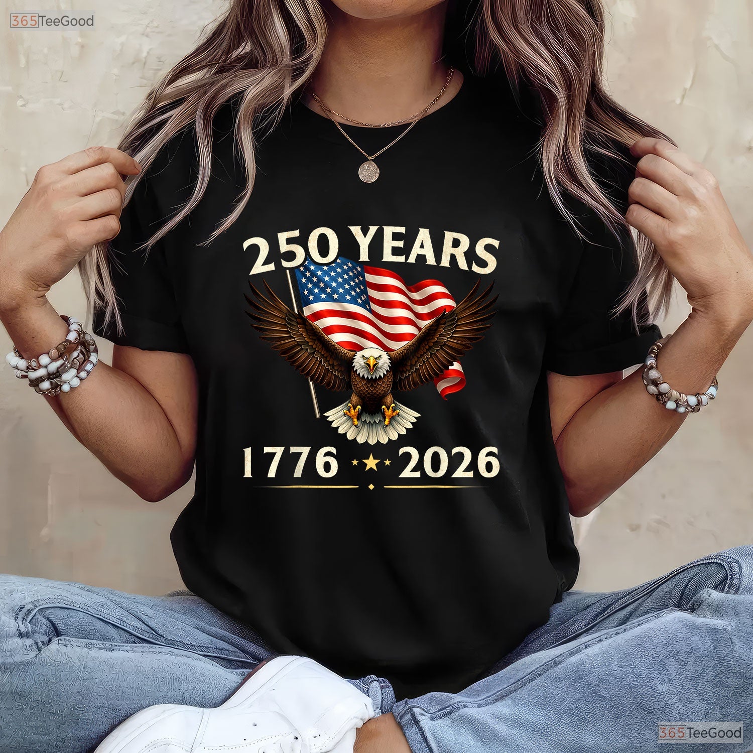 250th Anniversary USA Patriotic Eagle Valentine T-Shirt- Bass Fishing Gifts
