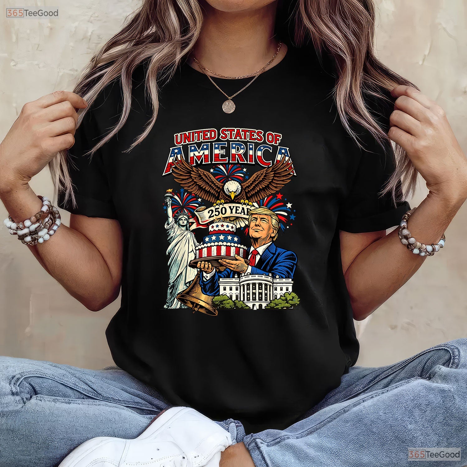Trump 250th Birthday America 4th of July Valentine T-Shirt Fly Fishing Tees