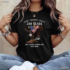 250 Years Faith Freedom Eagle USA Valentine T-Shirt Saltwater Fishing Gifts