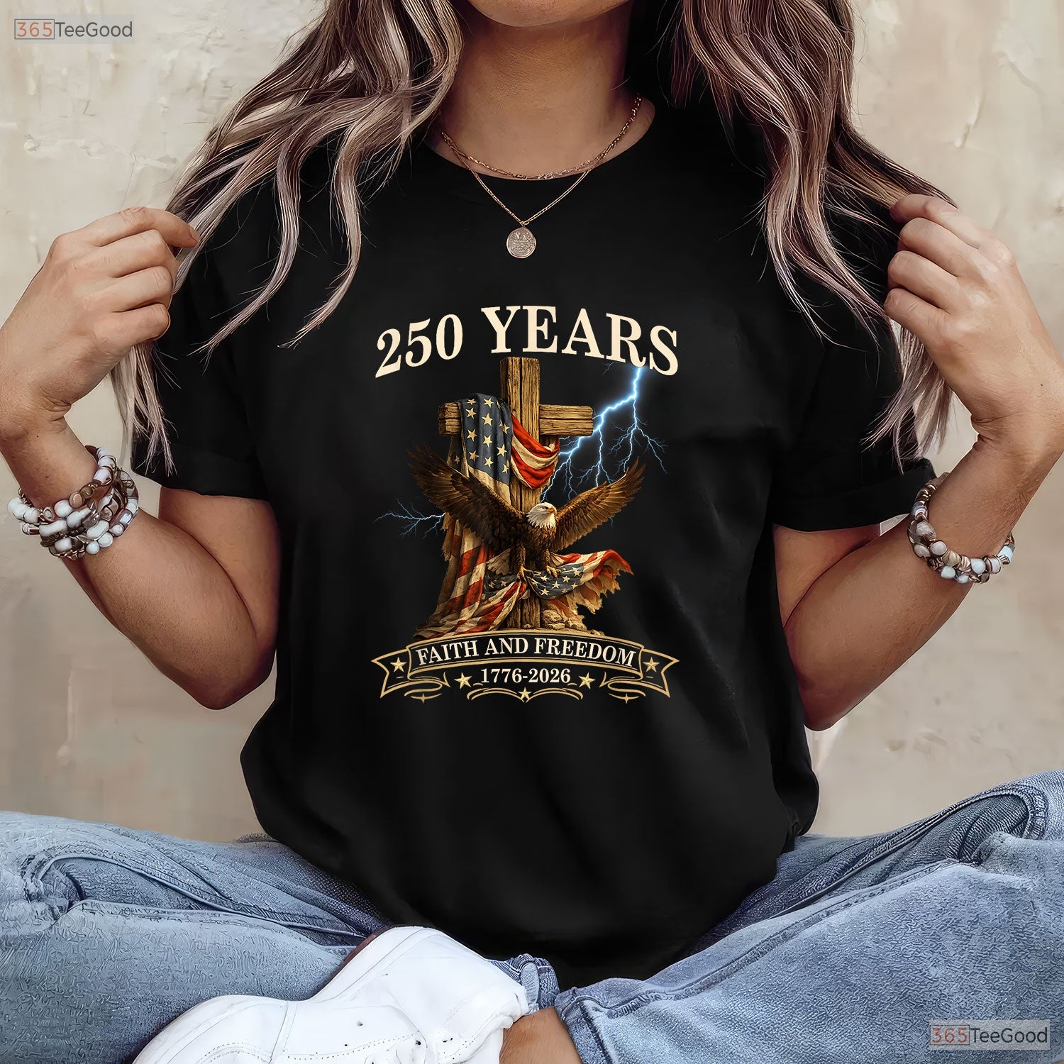 250 Years Christian Faith Freedom USA Valentine T-Shirt Trout Fishing Wear