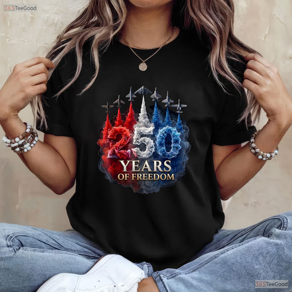 250 Years Freedom 4th of July USA Valentine T-Shirt Ice Fishing Apparel Men