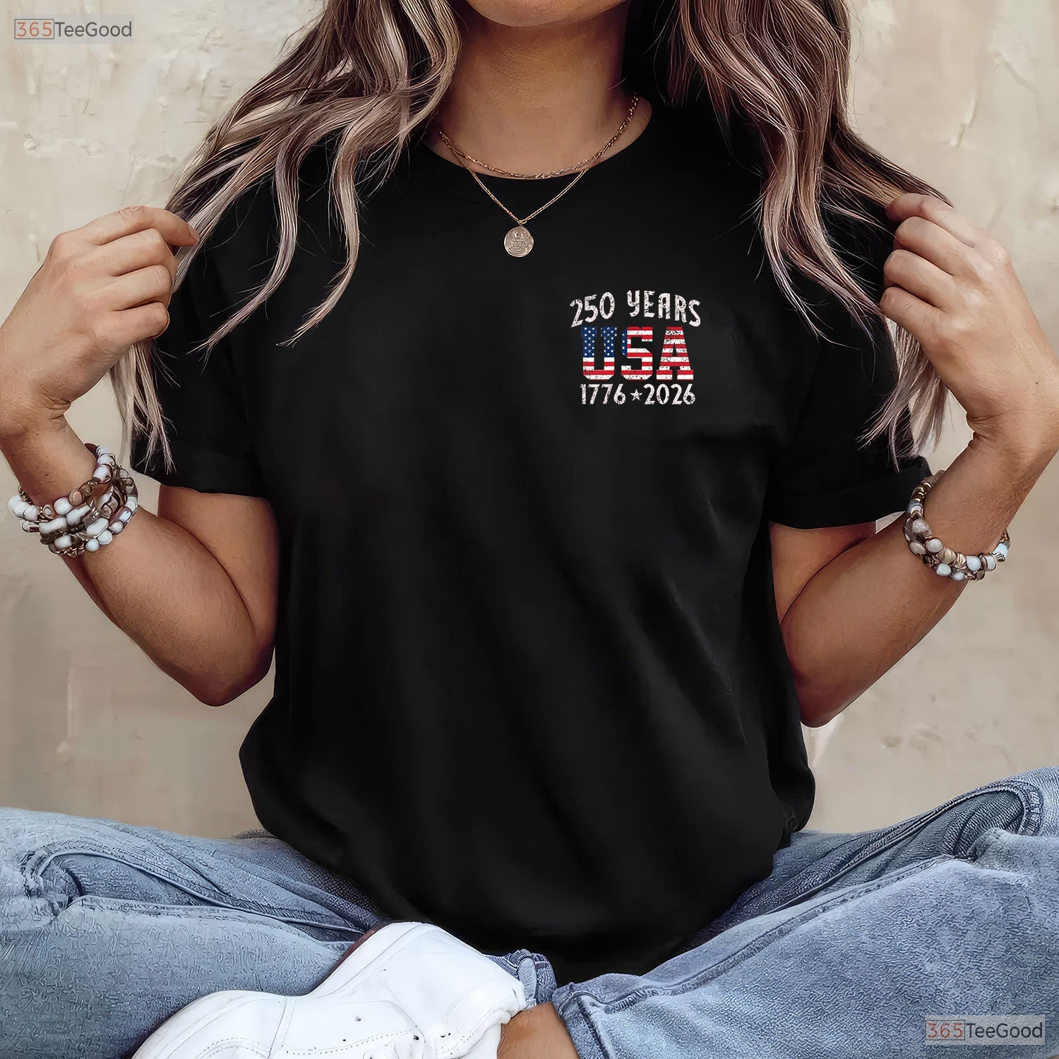250 Years US Flag American Valentine T-Shirt- Deep Sea Fishing Shirts Men
