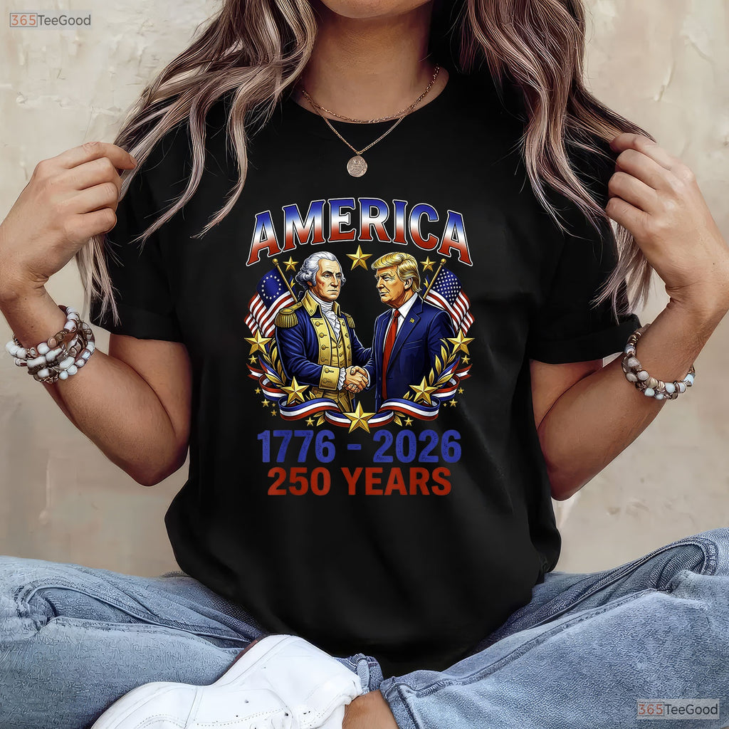 250 Years America Anniversary Trump Washington Valentine T-Shirt Bass Fishing