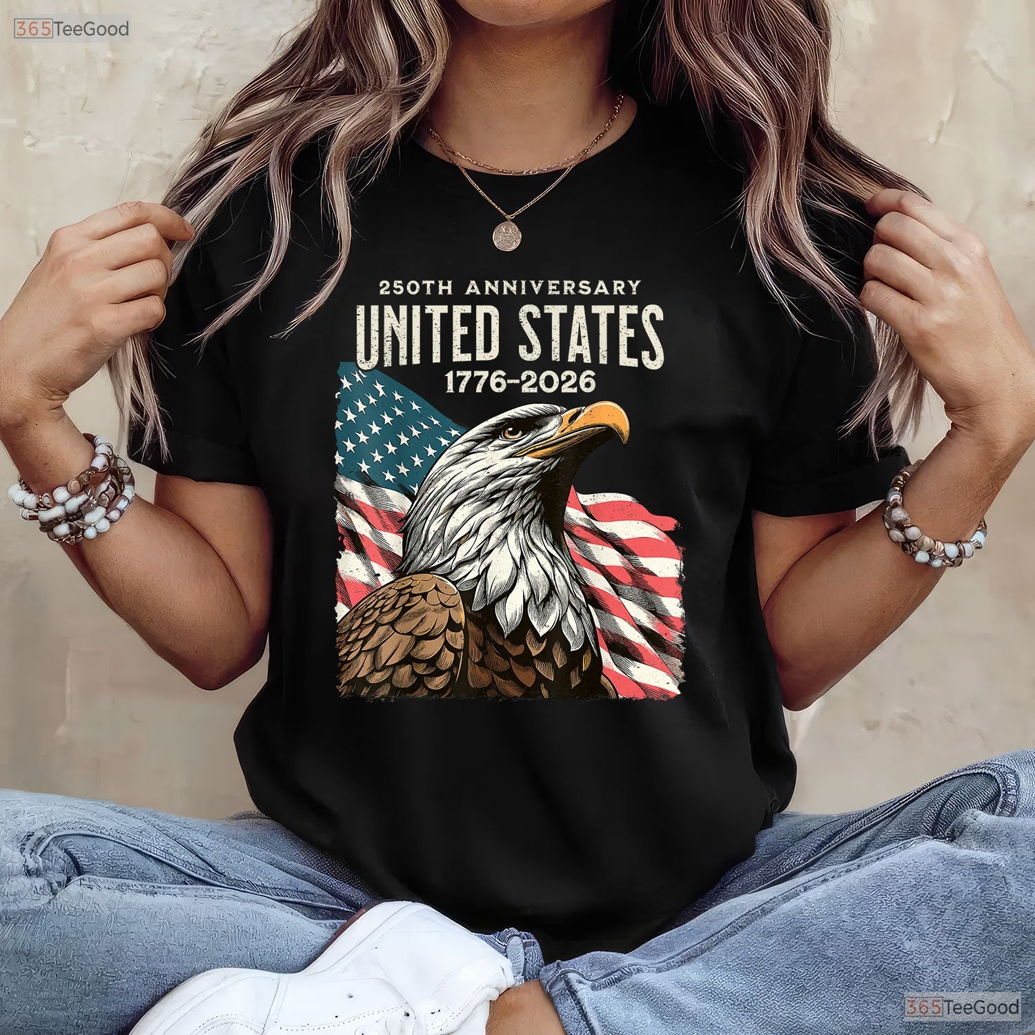 250th Anniversary USA Flag Valentine T-Shirt- Ice Fishing Gear Mens