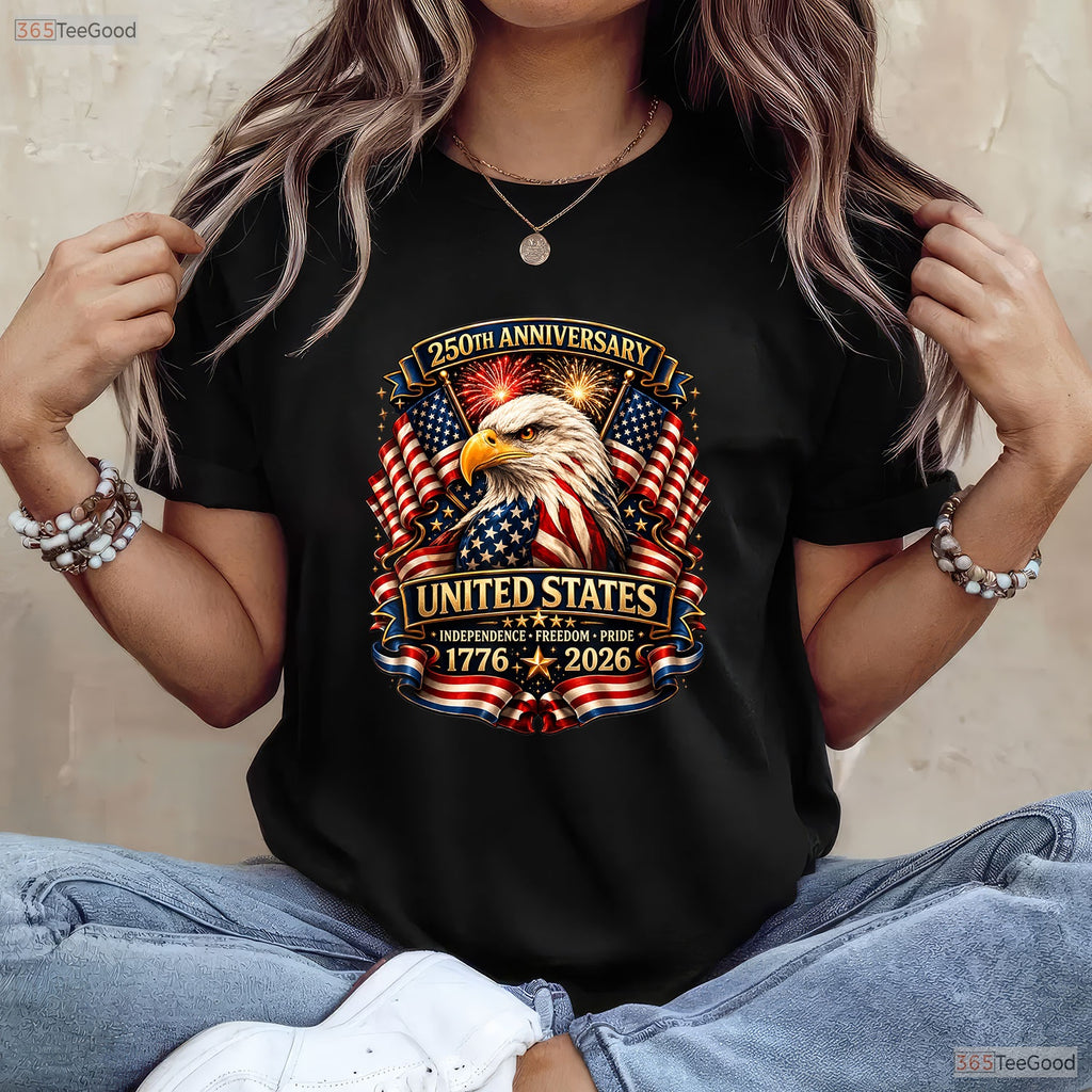 250th USA Patriotic Eagle 4th of July Valentine T-Shirt For Ice Fishing Mens
