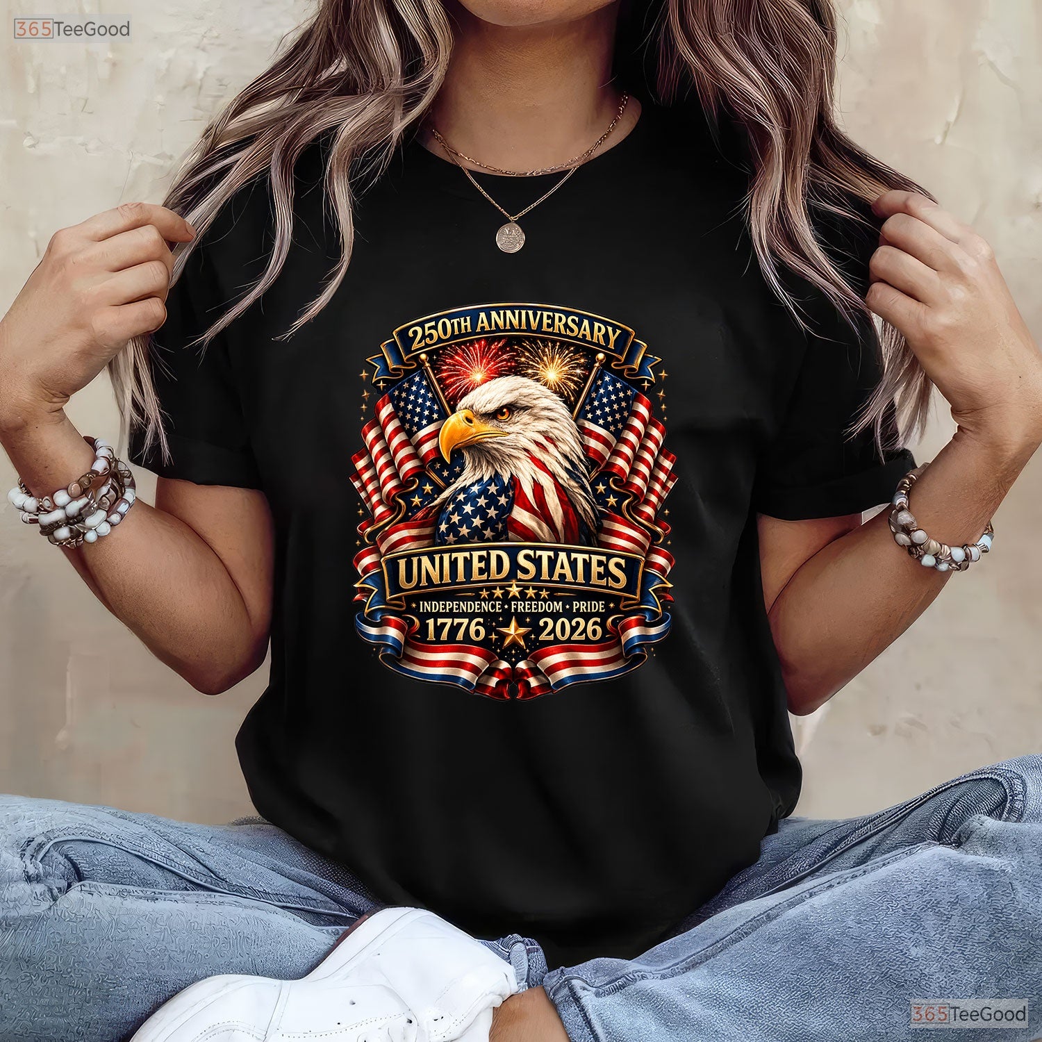 250th USA Patriotic Eagle 4th of July Valentine T-Shirt For Ice Fishing Mens