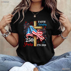 250 Years Faith Freedom USA Cross Valentine T-Shirt Offshore Fishing Apparel