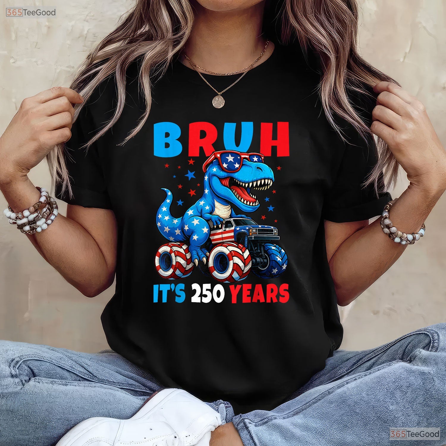 Kids 250th Anniversary Dino 2026 USA Valentine T-Shirt Inshore Fishing Men