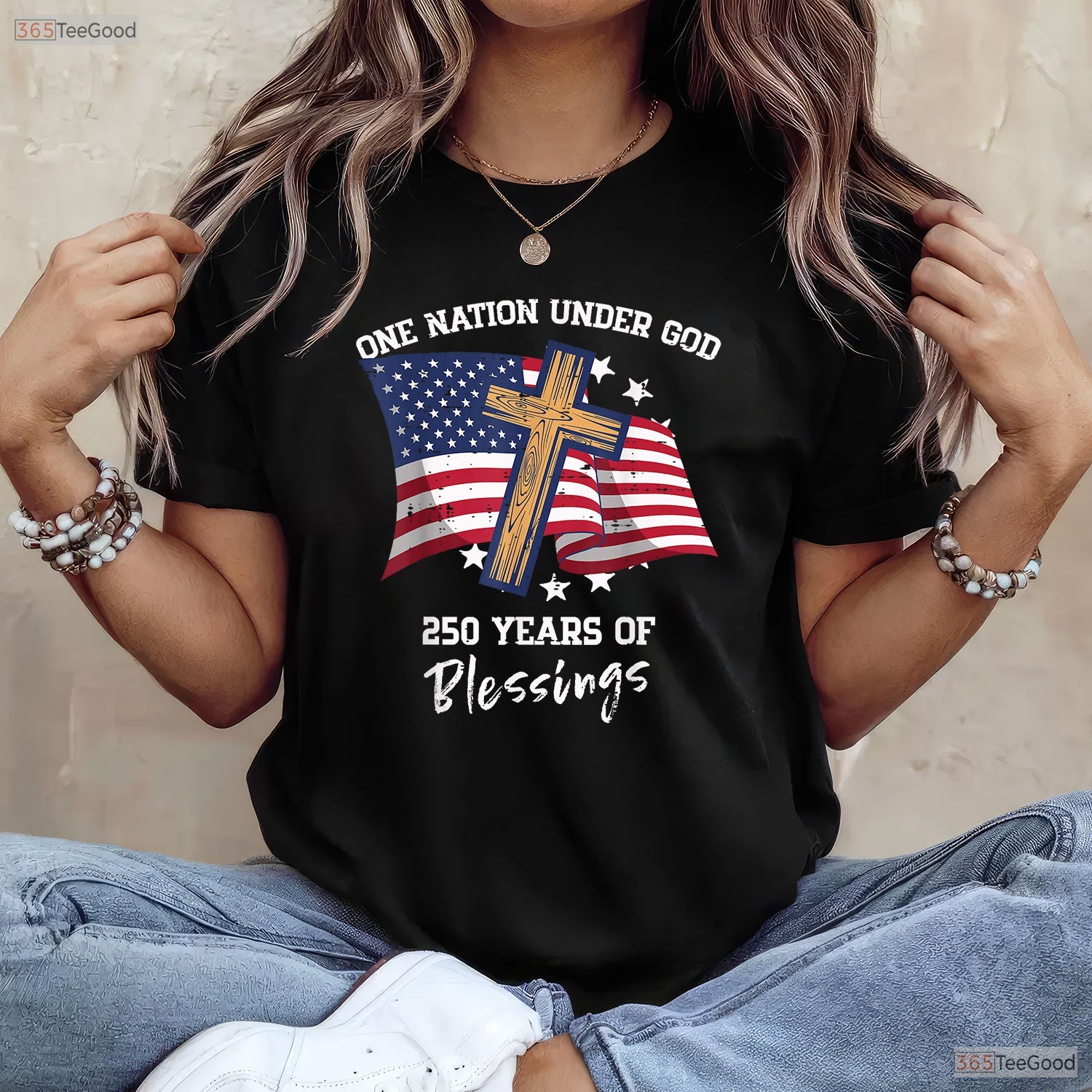 One Nation Under God 250 Years USA Valentine Shirt Surf Fishing Apparel Men
