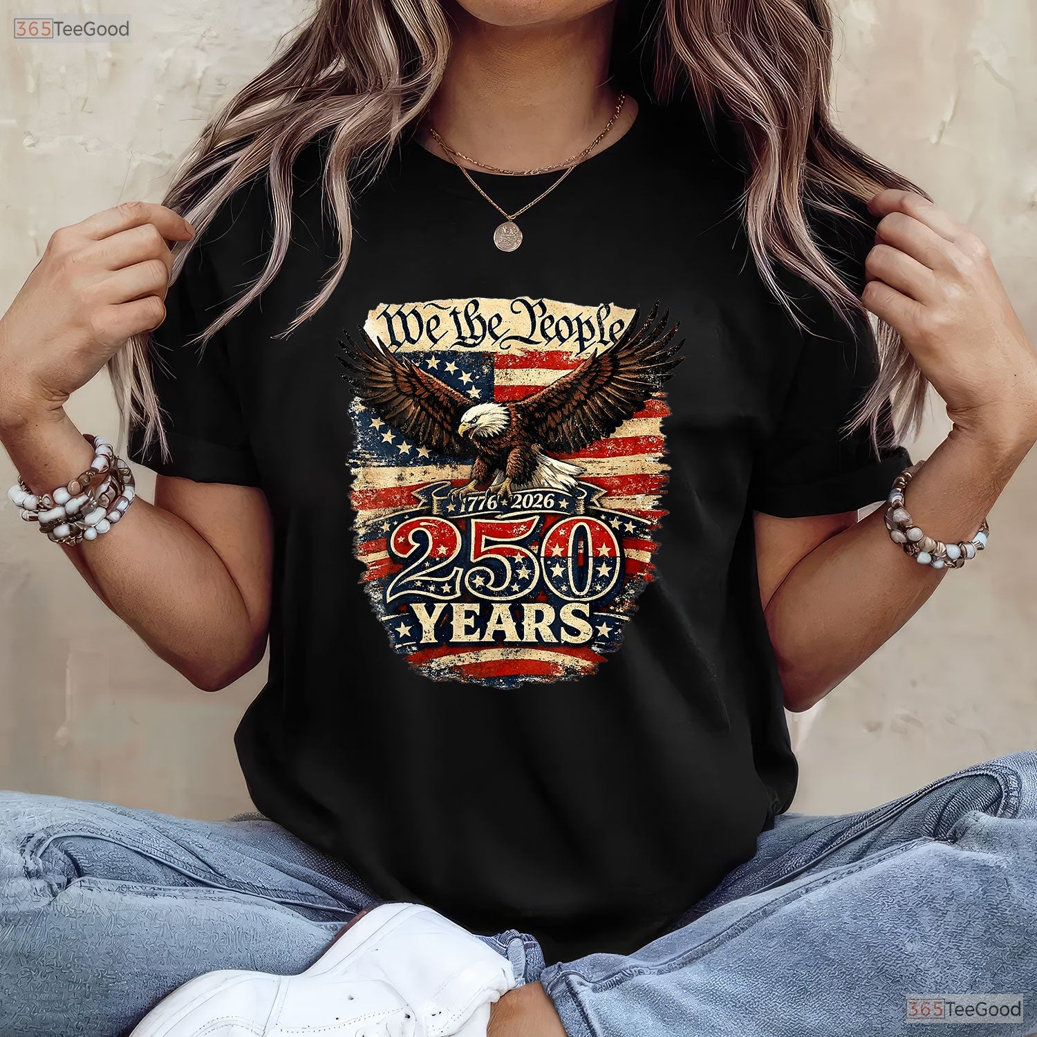 250th Anniversary USA Patriotic Eagle Valentine T-Shirt Ice Fishing Apparel