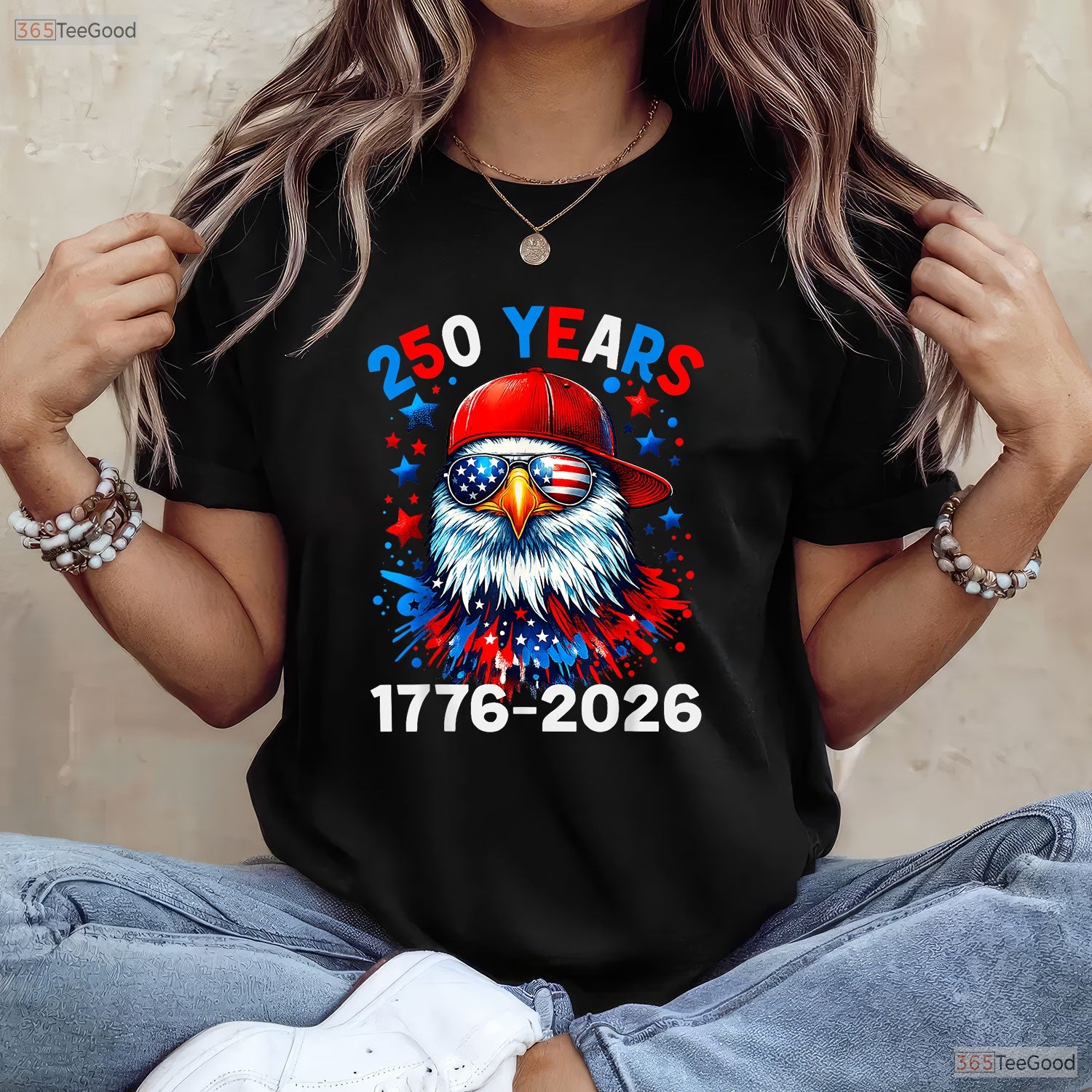250 Years Anniversary Eagle 4th of July Valentine T-Shirt Trout Fishing Gear