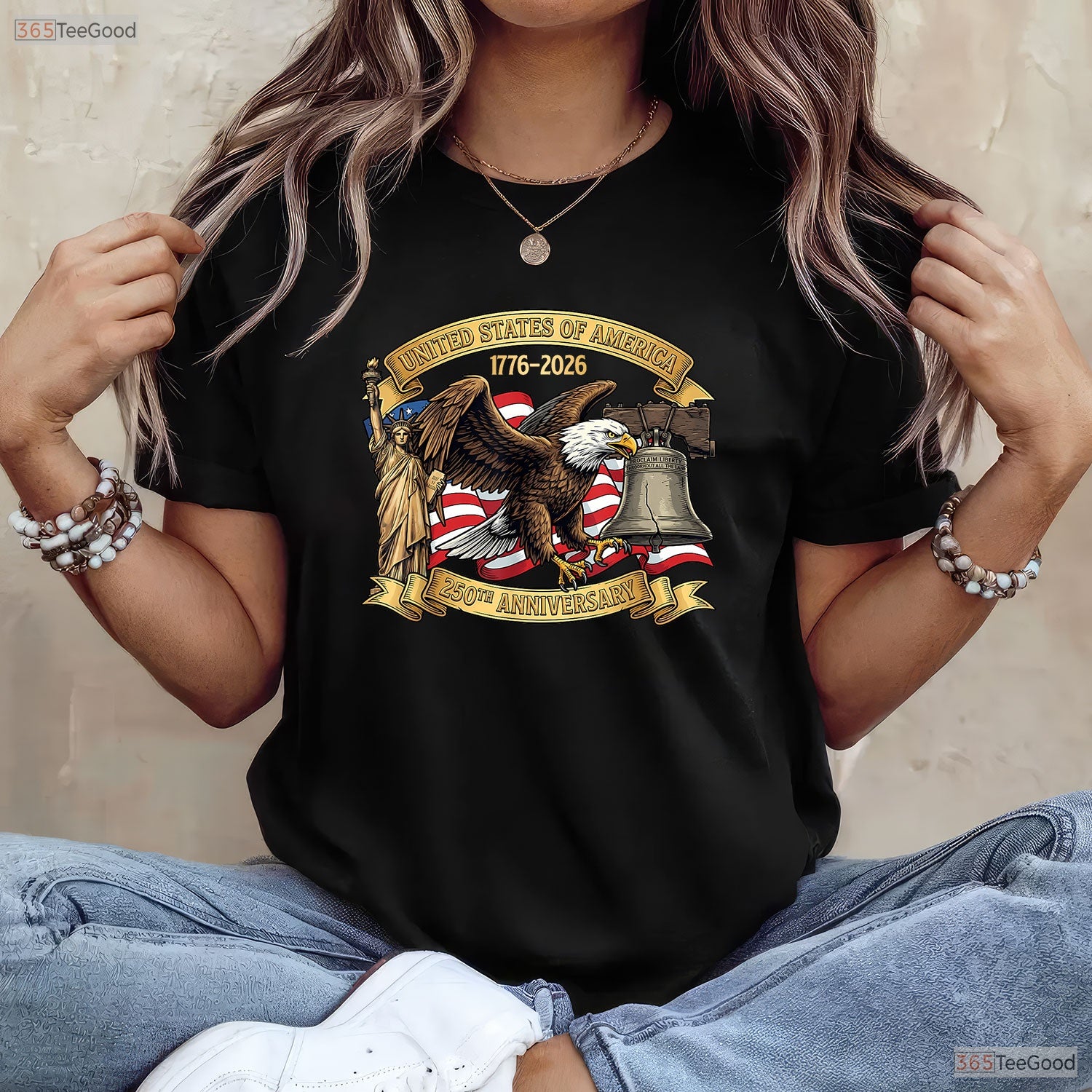 250th American Flag Patriotic Valentine T-Shirt- Saltwater Fishing Clothing