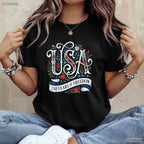 Patriotic 250th Anniversary USA Valentine Shirt For Women Saltwater Fishing