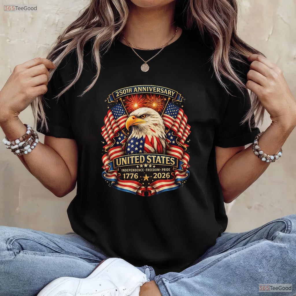 USA Independence 250th Patriotic Eagle Valentine T-Shirt Catfish Fishing Gear Men