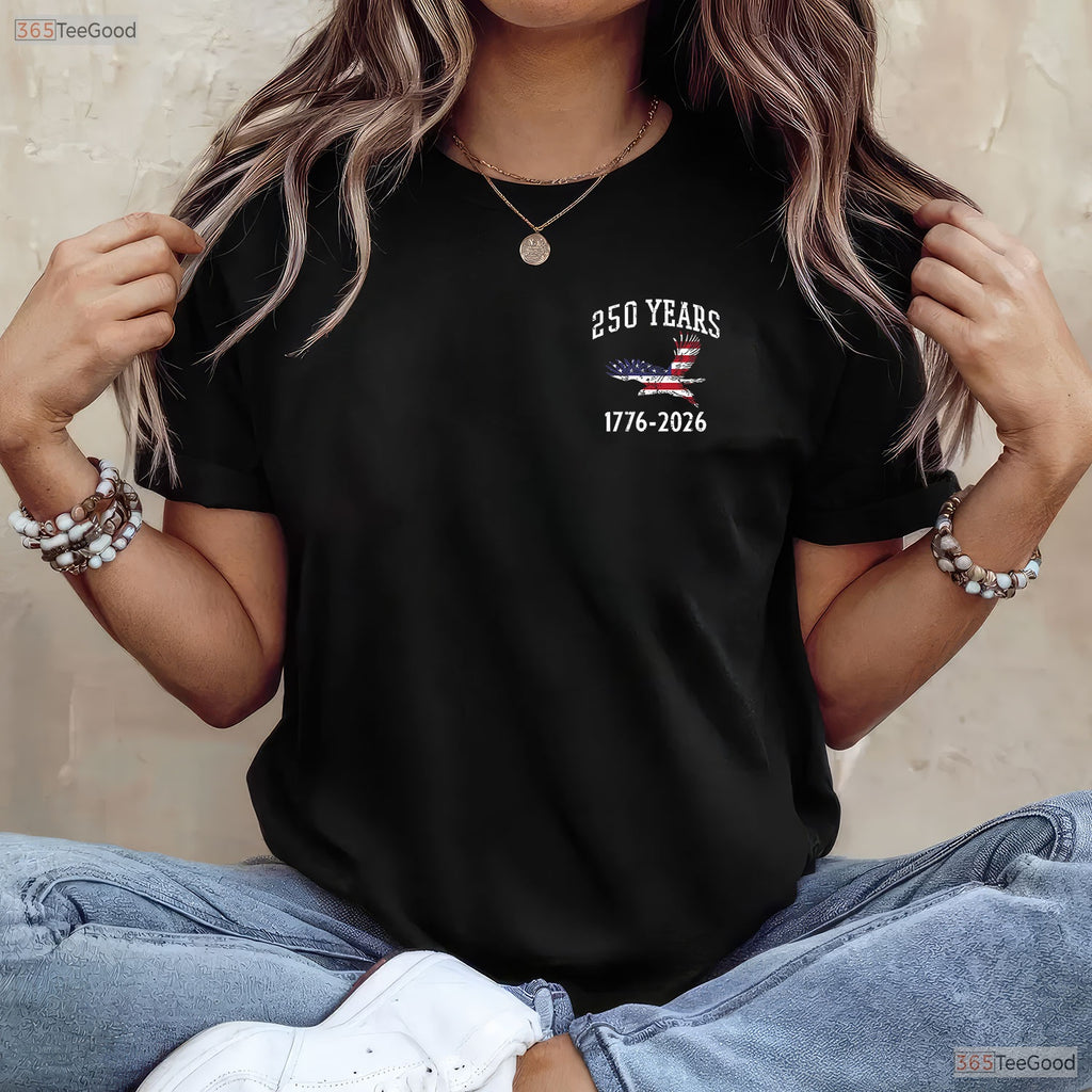 250 Years US Flag Valentine T-Shirt- American Lake Fishing Clothes For Men