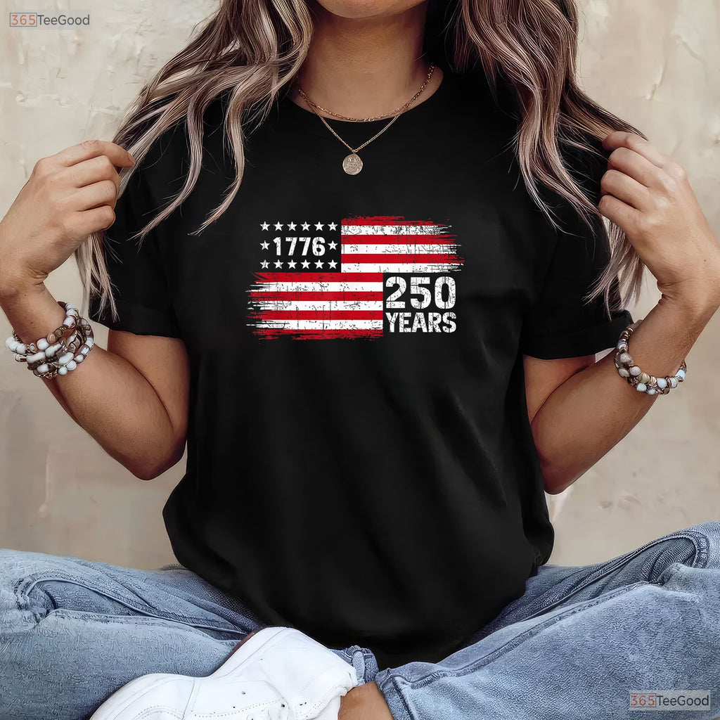 250 Years Vintage 1776 Anniversary Valentine T-Shirt Bass Fishing Tackle Men