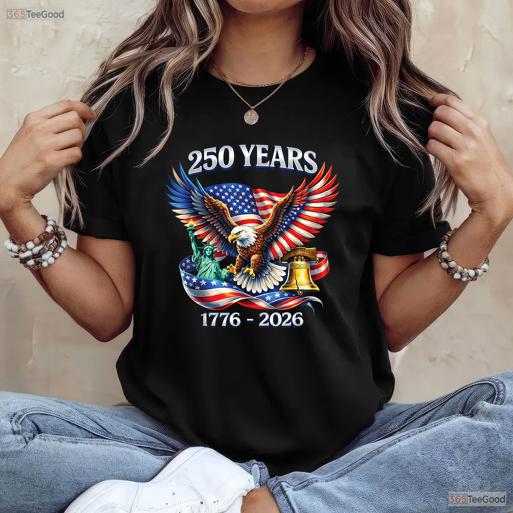 250 Years America Independence Freedom Valentine T-Shirt River Fishing Wear