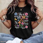 Christian Mothers Day T-Shirt She Is Mom Bible Verses Boho Floral Shirt Gift