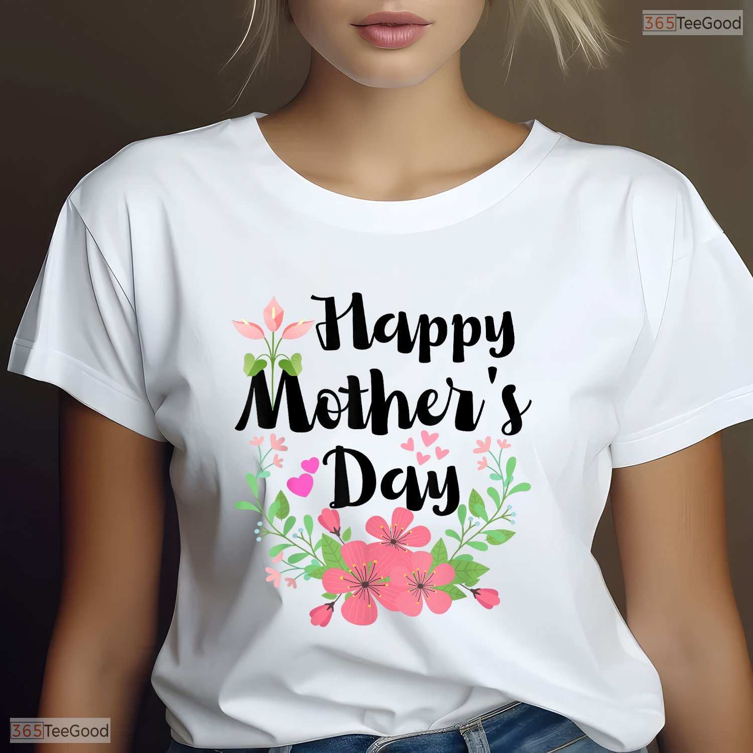 Funny Happy Mothers Day Shirt Cute Floral Mom Grandma T-Shirt For Women Gift