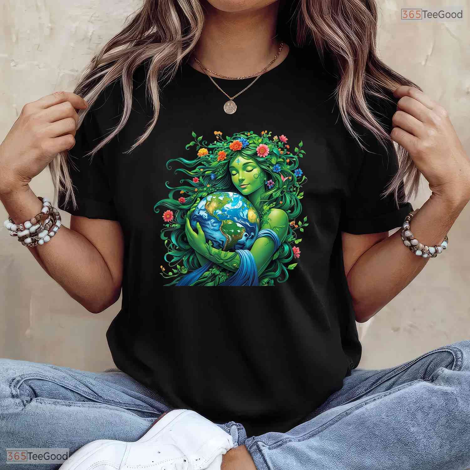 Green Mother Nature Earth Day Shirt Earth Mother Planet Nature T-Shirt Gift