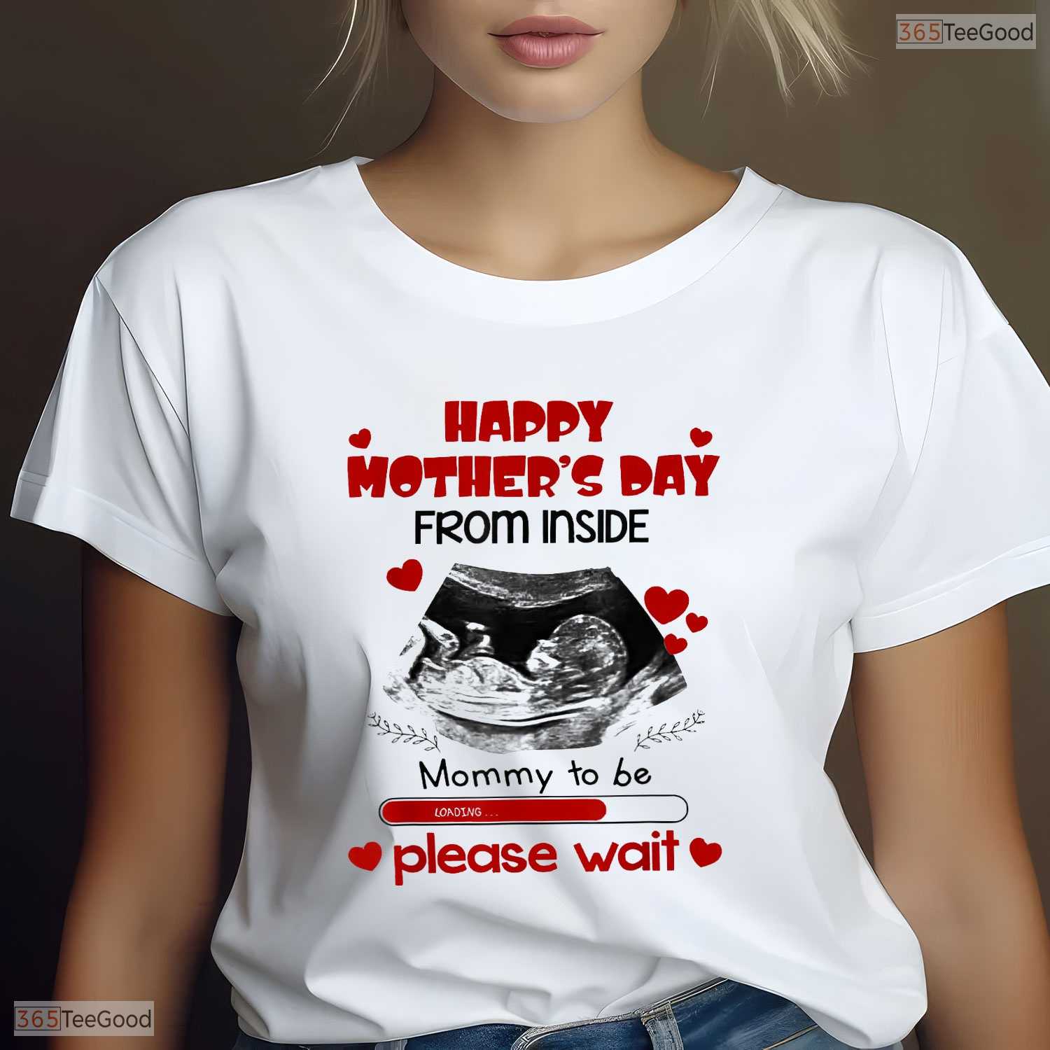 Happy Mothers Day From Inside Shirt Mommy To Be Please Wait T-Shirt Gift Idea
